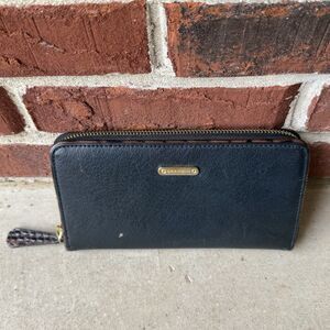 Brahmin Wallet Leather Zip Around Black Leather